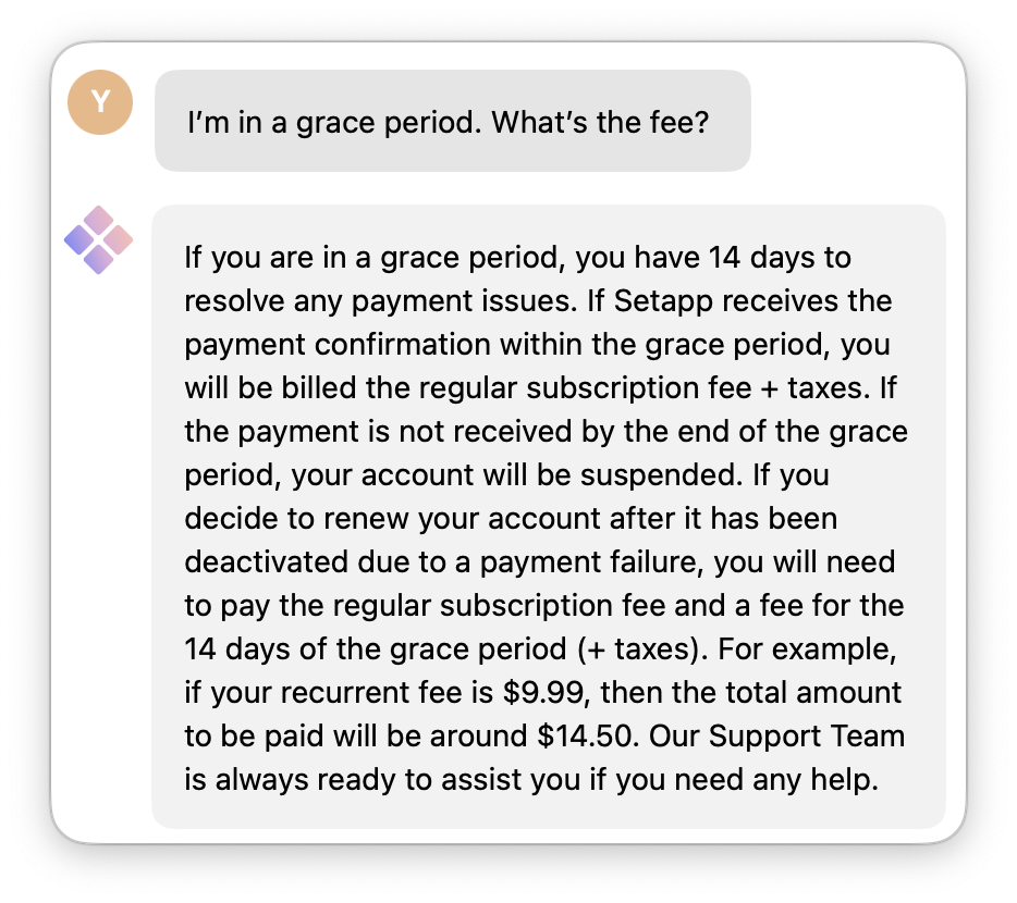 Ai assistant setapp support