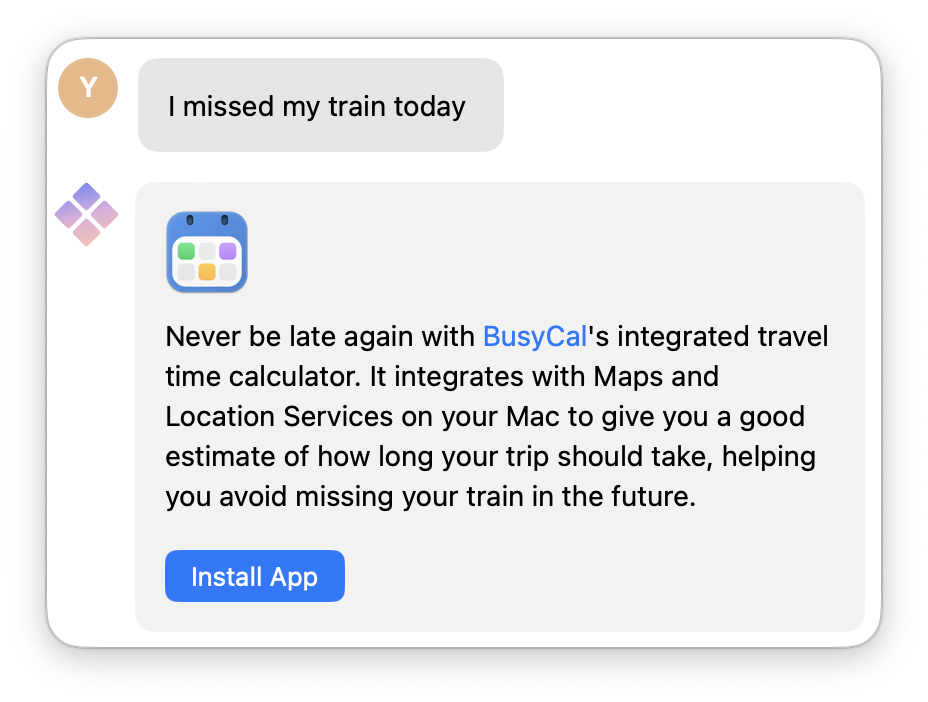 Screenshot displays a request: I missed my train today