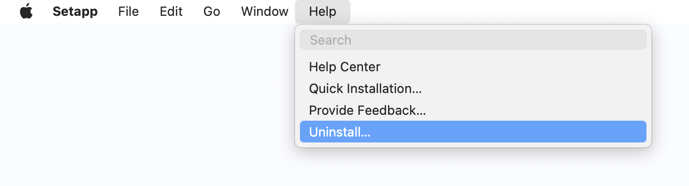 Help and Uninstall buttons on the top menu