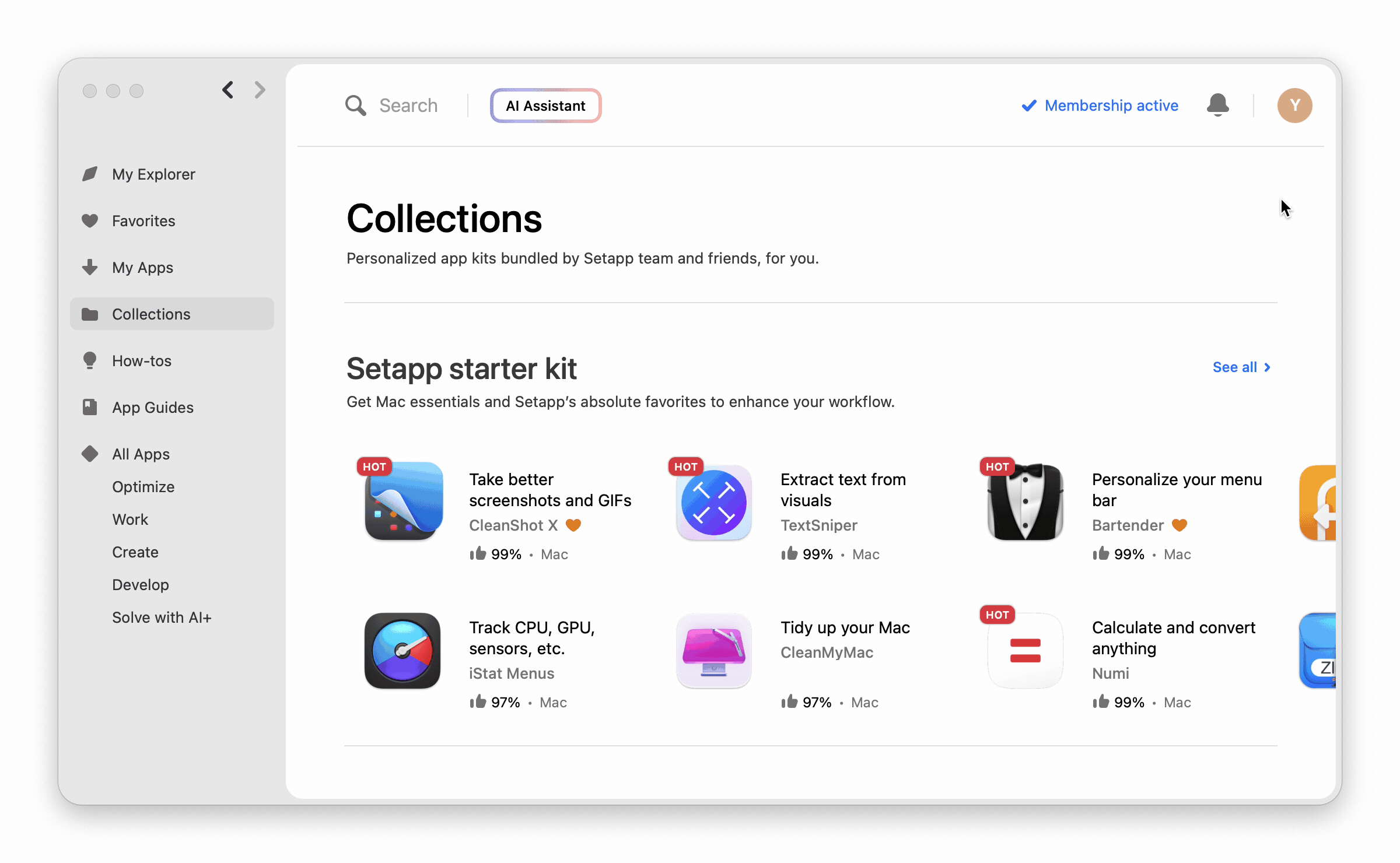 The animated screenshot shows how a user scrolls the Collection page, and then clicks See all to see all apps within a selected collection.