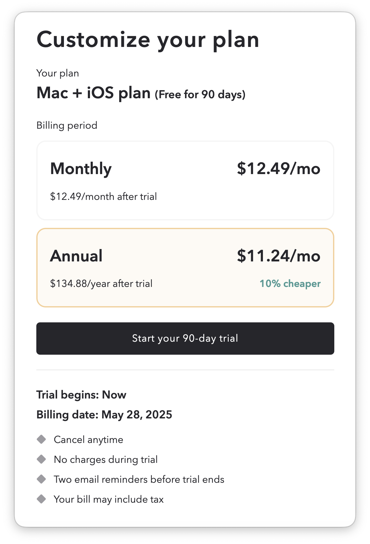 ChatGPT said: The screenshot shows a Setapp subscription plan selection page offering a 90-day free trial. 