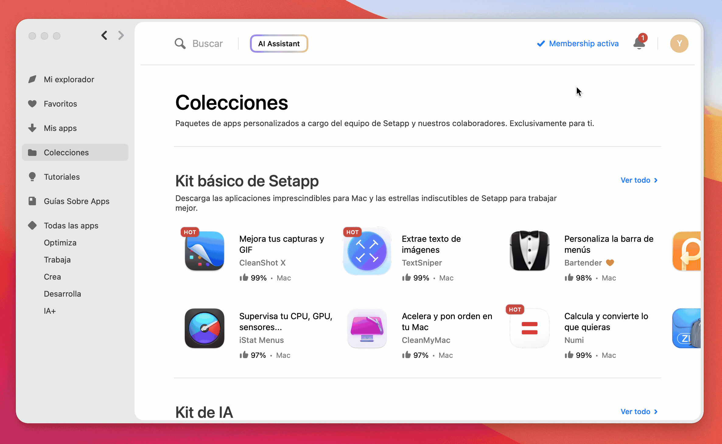La captura de pantalla animada muestra cómo un usuario se desplaza por la página Colección y luego hace clic en Ver todo para ver todas las aplicaciones dentro de una colección seleccionada.