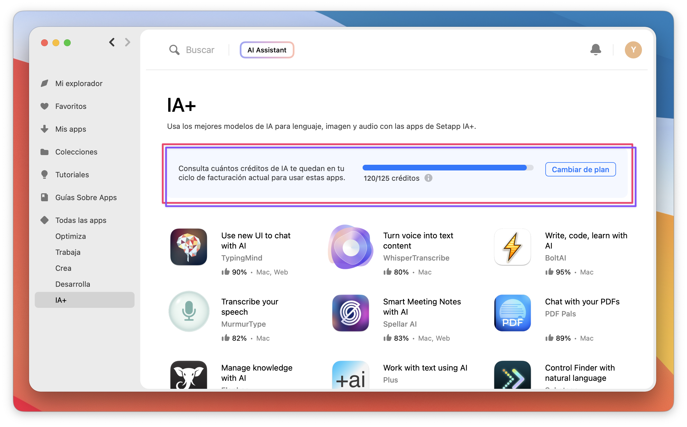 Planes de suscripción AI+ – Setapp Support