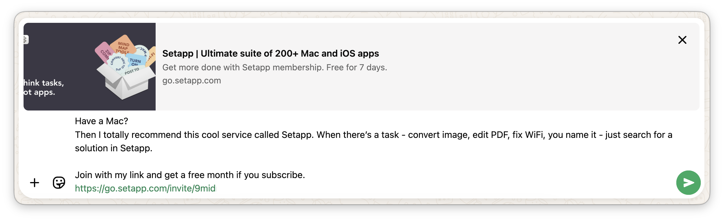  Have a Mac? Then I totally recommend this cool service called Setapp. When there’s a task - convert image, edit PDF, fix WiFi, you name it - just search for a solution in Setapp. Join with my link and get a free month if you subscribe.
