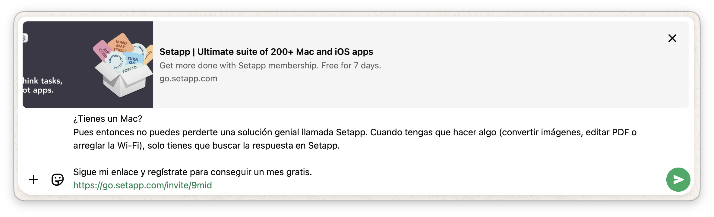 ¿Tienes un Mac?  Pues entonces no puedes perderte una solución genial llamada Setapp. Cuando tengas que hacer algo (convertir imágenes, editar PDF o arreglar la Wi-Fi), solo tienes que buscar la respuesta en Setapp.   Sigue mi enlace y regístrate para conseguir un mes gratis.